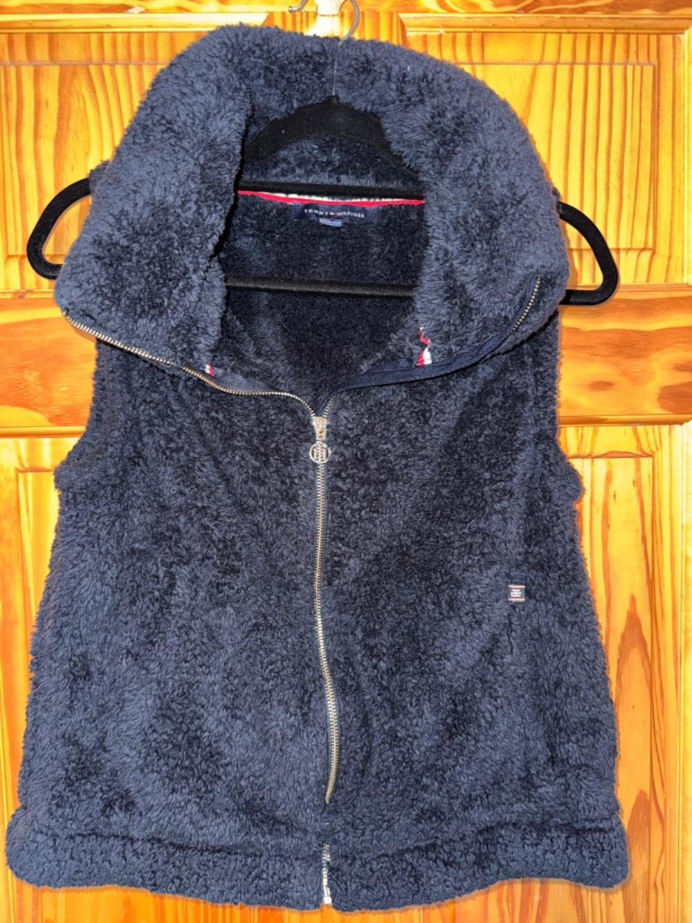 Tommy Hilfiger Navy Sherpa Vest Women’s M Cozy Zip